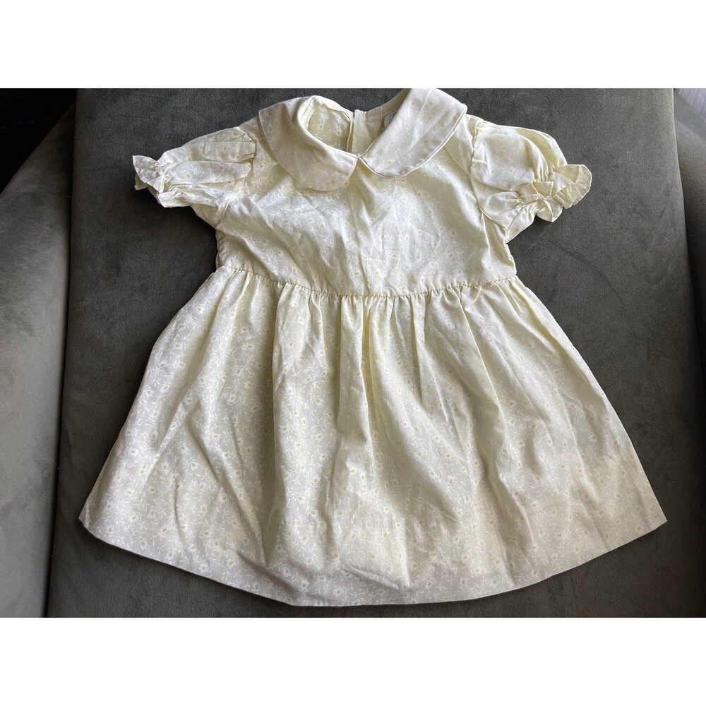 Vintage Mayfair Girls 2T Party Dress Floral yellow Ruffles